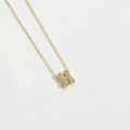 Minimalist gold-plated letter H pendant necklace with sparkling white pavé stones - Letter H