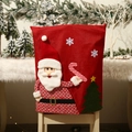 Christmas chair cover featuring 3D Santa Claus and embroidery on red fabric - Santa Claus