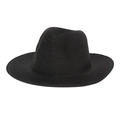 Cappello fedora classico in paglia nera con trama a spirale e tesa piatta - Nero