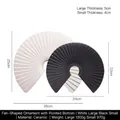 Set of minimalist black and white ceramic fan sculptures in large and small sizes - Pointed-bottom Fan-shaped Black And White Large Ornament