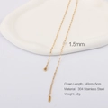 1.5mm golden 304 stainless steel chain necklace with 40cm plus 5cm length extension - Gold Lip Chain