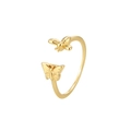 Elegante anello aperto in oro con ciondoli a farfalla e ape, fascia regolabile raffinata - Aperto Regolabile / Farfalla ape / Oro