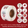 Rouleau de 500 autocollants de Noël avec 8 motifs de dessins animés variés - B1-072CSD (Mélange de Dessins Animés)