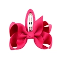 Pink grosgrain ribbon bow hair clip for girls with elegant knotted center design - Rose Red