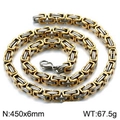 Chaîne byzantine bicolore or et argent en acier inoxydable 6mm, longueur 450mm - 45cm / Bicolore Or (KN111946-Z)