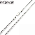 Collana a corda intrecciata in acciaio inossidabile argento per uomo e donna - 4mm / Color Acciaio / 50cm