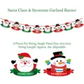 Christmas bunting with Santa Claus and Snowman motifs, 8 pieces, Merry Xmas letters - Santa & Snowman Merry Xmas Banner