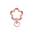 Pink flower-shaped spring gate ring with red stripes and yellow dots for DIY crafts - Hand-painted Peach