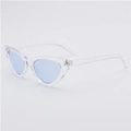 Retro cat-eye triangle sunglasses with transparent blue resin frames and blue lenses - Transparent White Frame Ocean Blue Lens