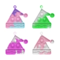 Mini Christmas hat pop it fidget keychain with macaron gradient colors for stress relief - Christmas Hat Pop