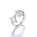 Eleganter S925 Sterlingsilber Sternring mit schimmernder Zirkonia-Pflasterfassung - Größe 8 / 9225 Ring