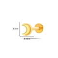 Gold moon titanium push-pin earring with 0.5cm height and 0.44cm width dimensions - 590-5# Gold Crescent Moon
