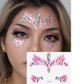 Pink and iridescent face jewel stickers FG318 with assorted crystal rhinestone shapes - FG318
