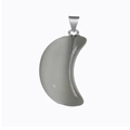 Grey cat eye stone moon pendant with S925 silver metal bail on white background - White Cat's Eye