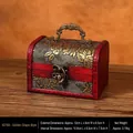 Vintage red wooden jewelry box with golden grape pattern and antique metal clasp - Golden Grape Handle - Lockless