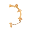 Macro detail of golden claw ear cuff with dangling chain on professional white background - Gold (Left Ear)