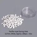 Fermi per orecchini in silicone stile ciuccio 5x7mm, 200 pezzi con custodia trasparente - Tappi per orecchini/cuscinetti per clip stile succhietto circa 200 pezzi con scatola