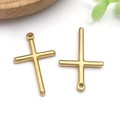 Pendentif croix en acier inoxydable doré poli avec anneau pour création de bijoux DIY - 34x21x3mm Croix d'Or(T2414)