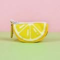 Lemon-shaped pet waste bag dispenser with yellow canvas and gold metal carabiner - Lemon