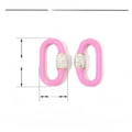 Polished stainless steel geometric oval pendant size details 22mm by 13mm with pink enamel - Pink Rhinestone Jewelry Component