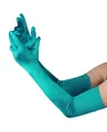 55cm long turquoise satin gloves with smooth finish for cosplay and evening parties - Peacock Blue