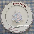 Sparkling white Christmas tree sequin patch with iridescent finish, size 9cm x 8cm - Christmas Tree A-02 (1pc)