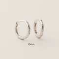 Classic S925 sterling silver hoop earrings with 10mm diameter and five cubic zirconia stones - 10mm / White Gold