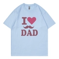 T-shirt en coton bleu clair avec imprimé I Love Dad pour hommes et femmes, coupe décontractée - XS / Bleu Clair (Style I ❤️ DAD)