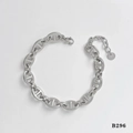 Bracelet chaîne d'ancre en acier inoxydable argenté avec fermoir mousqueton réglable - Bracelet en Acier Inoxydable à Boucle Museau de Porc Argenté (B296)