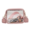 Transparent PVC pink square crossbody bag with stylish shoulder strap and silk scarf inside - Pink (Without Scarf)