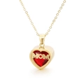 Gold heart MOM necklace with red birthstone pendant for Mother's Day gifts - Gold July (KN196895-K)