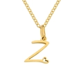 Golden letter Z pendant necklace with small heart detail on a fine cable chain - Letter Z (Z-Gold) / Gold