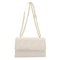 Borsa a tracolla trapuntata bianco crema da donna con catena dorata alla moda - Bianco