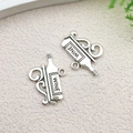 Antique silver wine bottle pendants with WINE engraving for DIY jewelry making - WINE Bottle