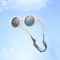 Pink soft silicone baby sunglasses with round frames and adjustable head strap - With Anti-Lost Strap / Off White