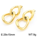 Pendientes geométricos de cadena cubana retorcida en acero inoxidable dorado - Par Dorado (KE116222-KFC)