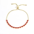 Adjustable gold tennis bracelet with red marquise-cut zircons and slider clasp - Gold Red Zirconia