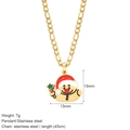 Christmas necklace with golden stainless steel chain and colorful enamel duck pendant - Santa Claus (G6)