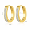 Chic gold-plated titanium steel hoop earrings featuring four rows of cubic zirconia inlay - Four-Row Pave Rhinestone Earrings (E648-GO)