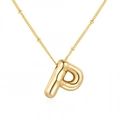 Minimalist gold-plated balloon letter P pendant with a delicate thin chain - Gold Letter P