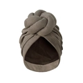 Dark grey velvet turban hat featuring a decorative chunky twist knot on the front - Gray