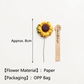 Handmade yellow paper sunflower 8cm size with green leaves for gift bag decoration - Sunflower With Sticker