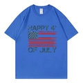 T-shirt bleu roi pour la fête de l'Indépendance avec motif 4 juillet, taille L - XS / Hauts / Bleu saphir
