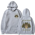 Gray Alligator Alcatraz hoodie with front and back cartoon graphics and kangaroo pocket - Light Gray