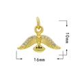 Vogel-Anhänger in Gold 16x10mm mit Zirkonia-Flügeln für DIY-Halsketten - Gold - Vogel 1596