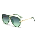 Gafas de sol de aviador retro con lentes degradadas verdes y montura dorada - C4 Montura Verde Lentes Verdes