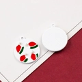 Christmas elk alloy charm with red and green enamel and pearl for DIY jewelry making - 2# White Santa Hat Round Disc