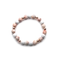 Fashionable white turquoise and rose quartz beaded bracelet with rose gold metal spacers - Rose Gold Spacer Pink White Stone (375)