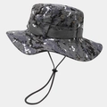 Detailed view of digital camouflage sun hat with metal air vents and adjustable chin strap - M (56-58cm) / Grey Black Digital Camouflage (5#)
