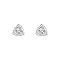 Elegant S925 sterling silver triangle stud earrings with round cubic zirconia stones - E4027 Geometric Triangle Studs